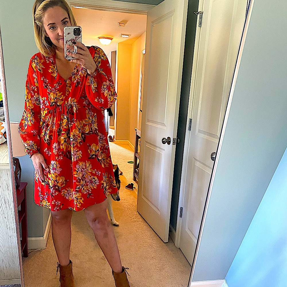 Walmart Time and Tru orange floral dress